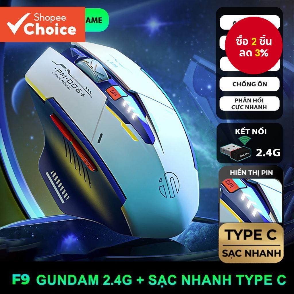 Inphic F9 เมาส์เล่นเกมไร้สาย 2.4G 800 ถึง 2400DPI เงียบตามหลักสรีรศาสตร์สําหรับแล็ปท็อปพีซี