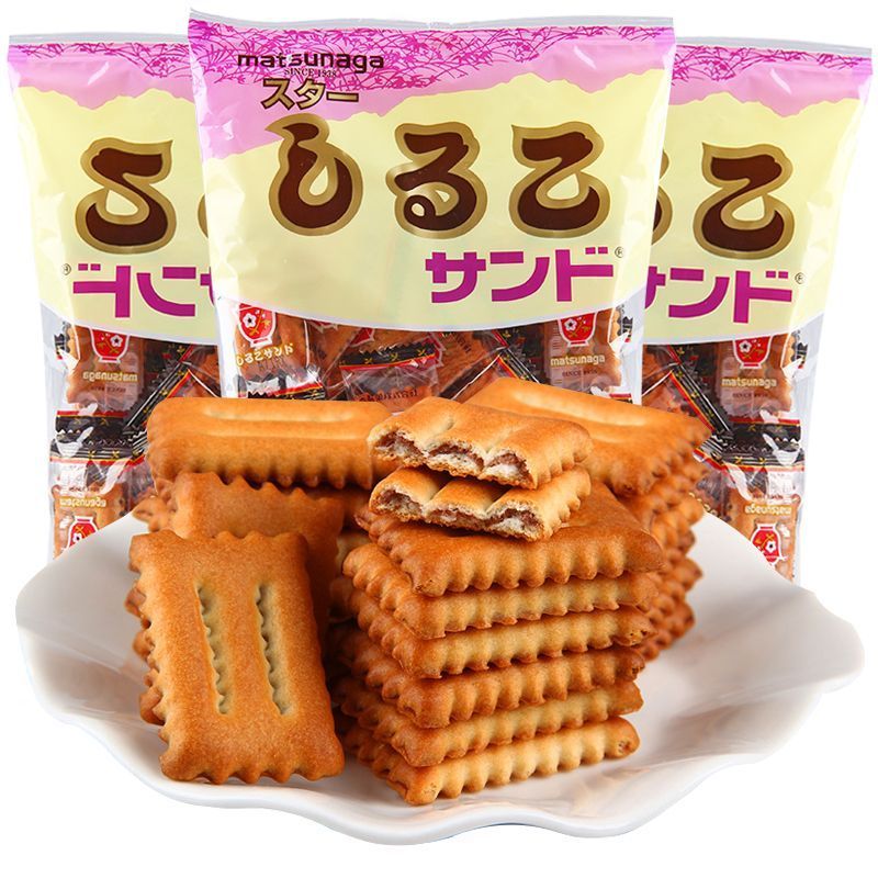 ญี่ปุ่นนําเข้า Matsunaga Red Bean Biscuits Big Bag Hokkaido Wheat Red Bean Sandwich Biscuits