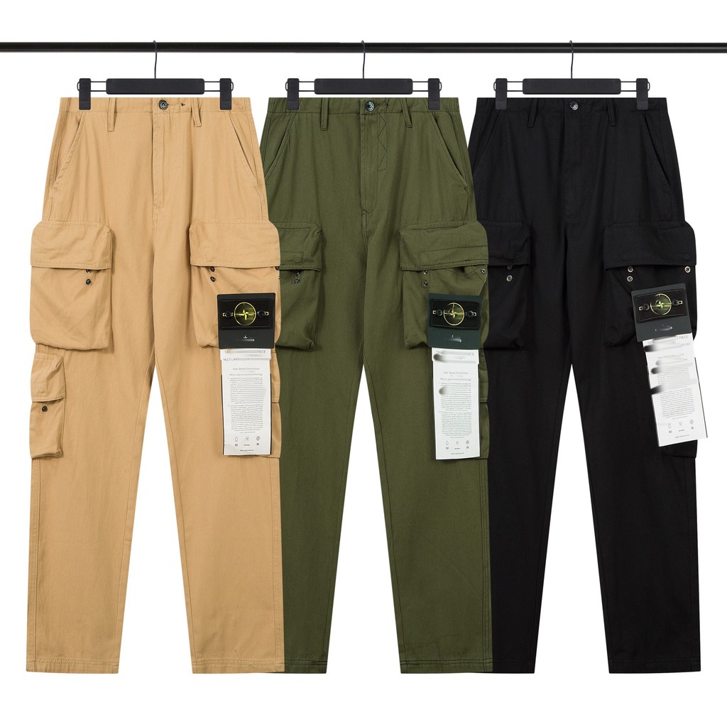 HWAE Stone Island New Spring and Autumn Compass Badge Embroidered Work Pants Loose Straight Casual T