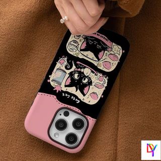 แมวน่ารัก 2-in-1 เคสโทรศัพท์ 2 ชั้นสําหรับ iPhone 17 16 15 14 13 12 11 Pro Max Air Plus XS XR 7 8Plus Anti-fall กันกระแทกฝาครอบป้องกัน