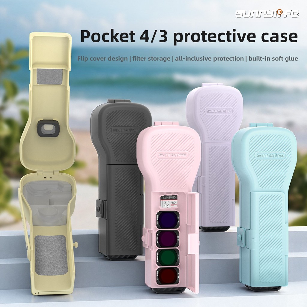 Sunnylife Osmo Pocket 4/3 เคสกล้องแบบฝาพับกล่องเก็บของพร้อมช่องใส่แผ่นกรองสําหรับ DJI Osmo Pocket 4