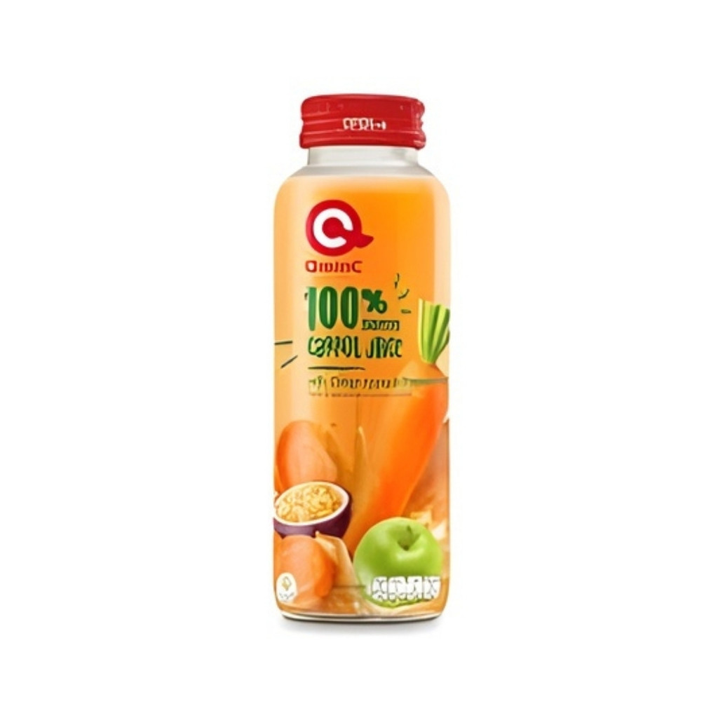 คิวมินซี น้ำแครอทคั้นผสมแอปเปิ้ลปั่นและเสาวรส100% QminC 100% Carrot Apple Passion Fruit Juice 250ml.