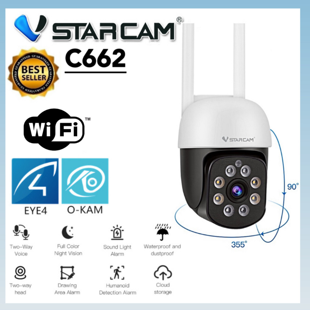 Vstarcam C662 2MP/CS662 3MP ความละเอียด 3 ล้านพิกเซล กล้องวงจรปิดไร้สาย กล้องนอกบ้าน Outdoor มีAI+ ค