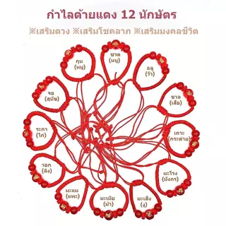 กำไลด้ายแดง 12 นักษัตร เสริมดวง เรียกทรัพย์ ปรับสมดุลชีวิต เครื่องรางมงคล สายมู สวมใส่ได้ทุกวัน