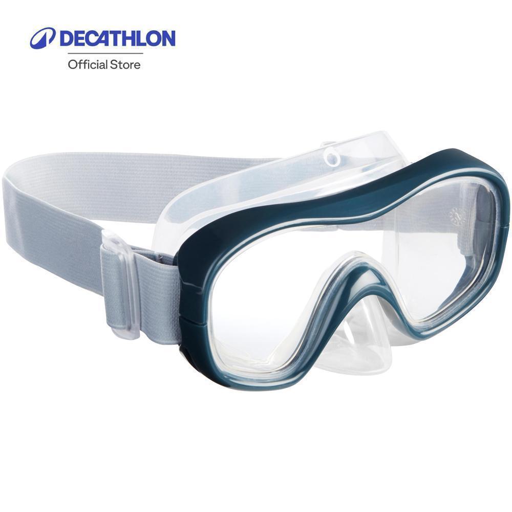 Decathlon Diving Mask 100 หน้ากากดำน้ำตื้นสำหรับผู้ใหญ่ชนิดเลนส์โพลีคาร์บอเนตป้องกันการแตก - Grey