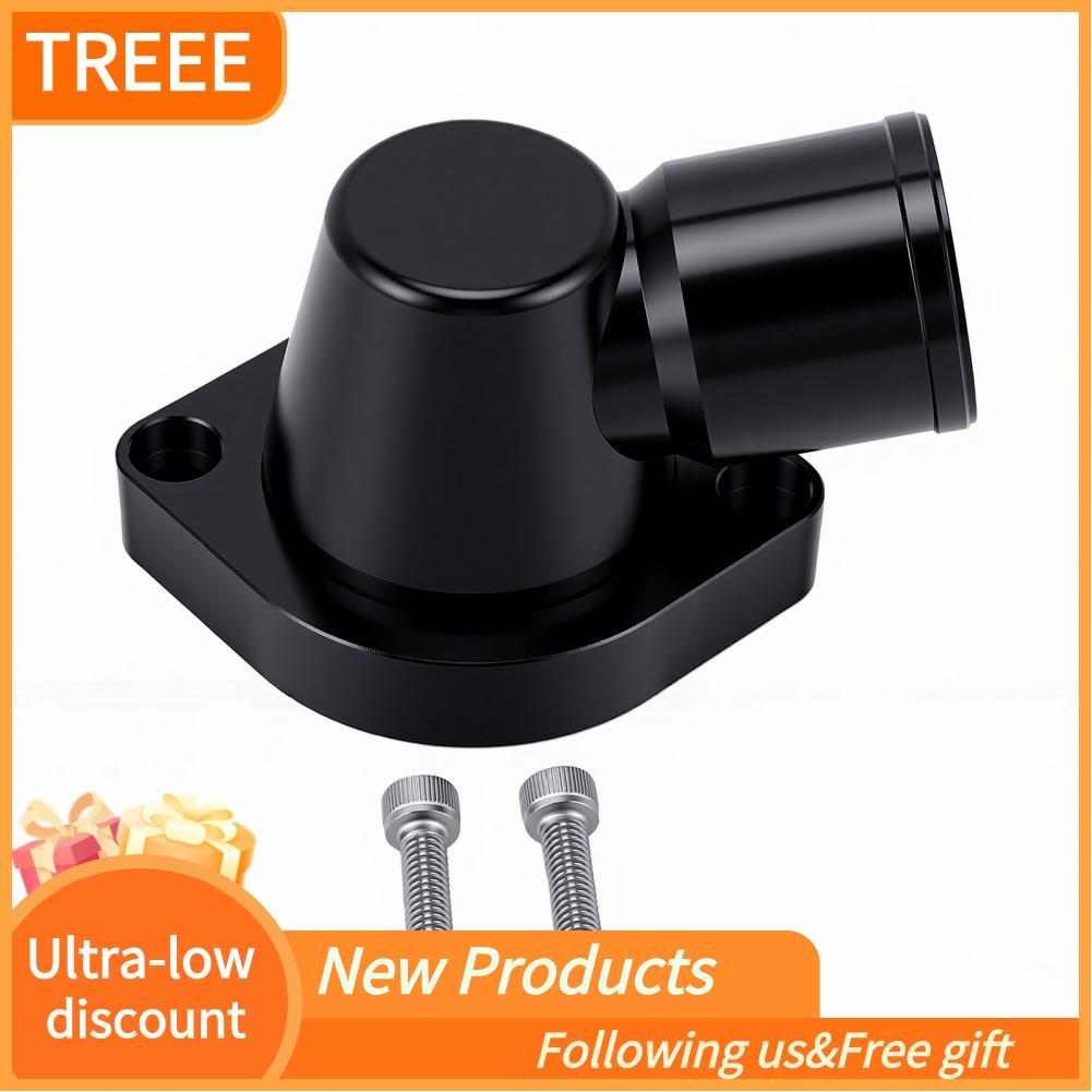 Treee Treee Luocute เทอร์โมสตัทหมุนได้ 90 องศา 1.5 นิ้วสีดำ Billet อลูมิเนียมคอน้ำปรับได้สำหรับ LS L