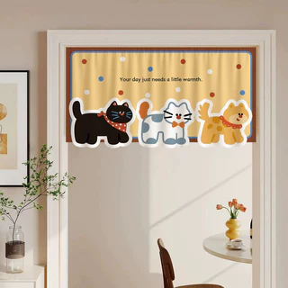COD ม่านประตู ผ้าม่านครึ่ง ผ้าม่านห้องนอน รูปแบบการ์ตูน 40x90CM ไม่ต้องเจาะรู ม่านตกแต่งประตู ใช้ได้ทั้งห้องนอนและครัว