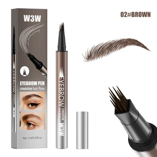W3W Four-Brush ดินสอเขียนคิ้วหัวเดียวกันน้ําไม่ Multi-Fork Liquid Water ดินสอเขียนคิ้ว