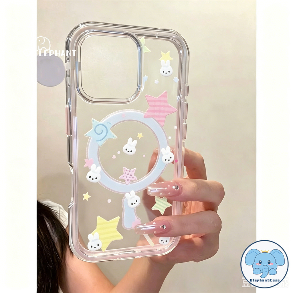 เคสใสแม่เหล็ก กระต่ายดาว กันกระแทก สไตล์ฮิต สำหรับiPhone 17 16 13 11 AIR 15 12 14 Pro Max XR 16 15 7 8 Plus XS SE