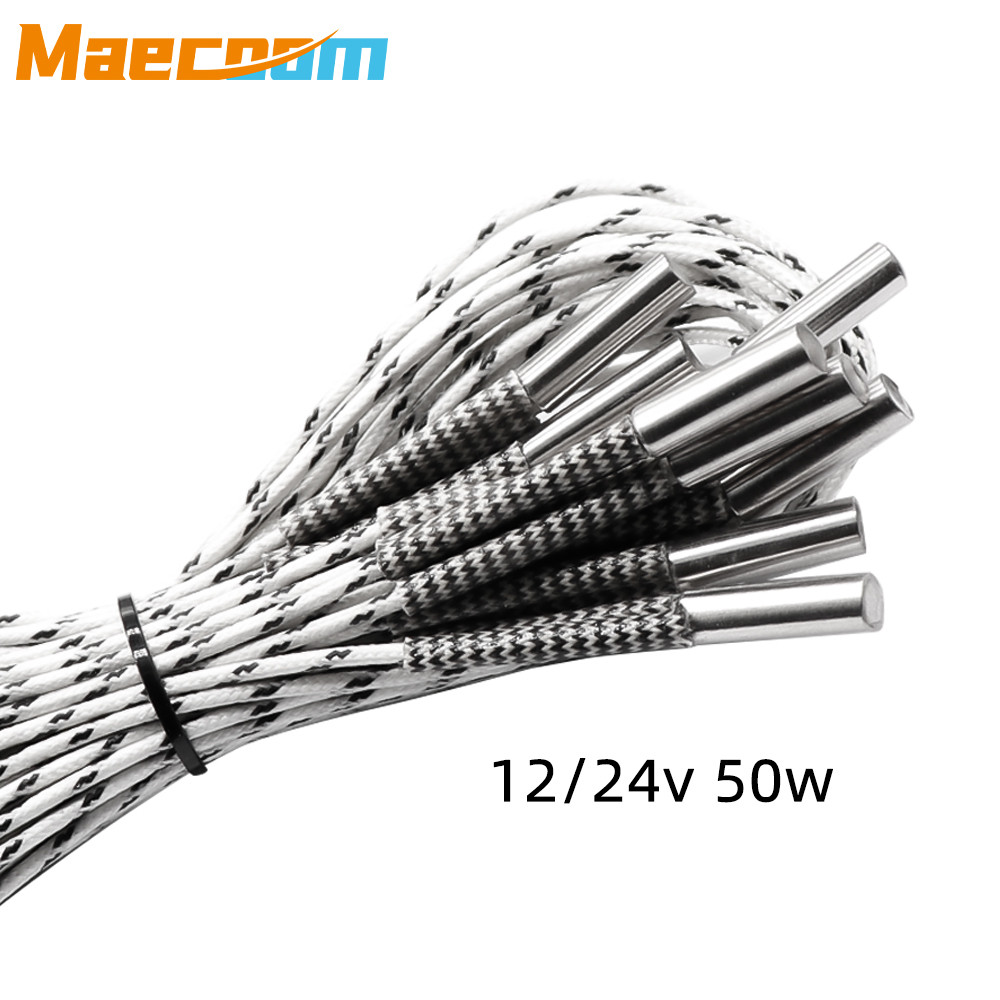 Maecoom ความร้อนหลอด 6*20 มม.12V 24V 50W เซรามิคตลับหมึกเครื่องทําความร้อน 1M 2M Reprap & Mendel สํา