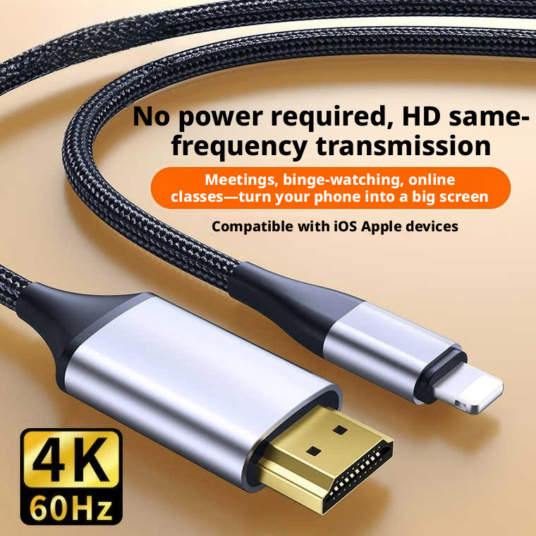 Lightning to HDMI 4K Cable1.8m/2m สายไฟกระจกหน้าจออลูมิเนียมอัลลอยด์พร้อมพอร์ตชาร์จ USB