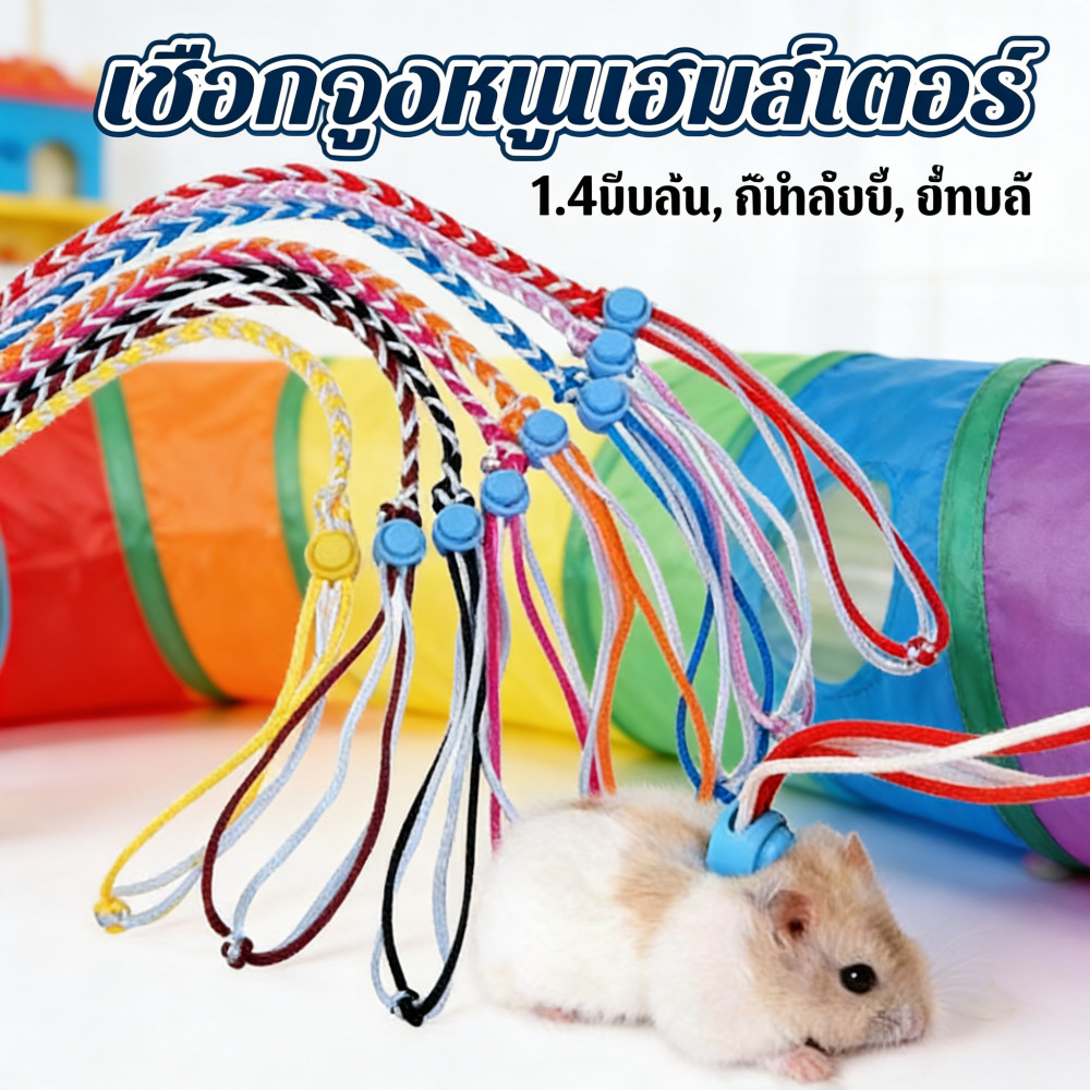 สัตว์เลี้ยง กระรอก ที่จูง สายรัดอก ที่รัดอก สีสุ่ม ยาว1.4m ชูการ์ ฯลฯ.
