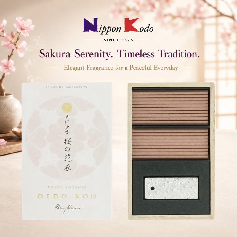 Nippon Kodo Oedo Koh Sakura Incense Sticks 60 Sticks with Holder