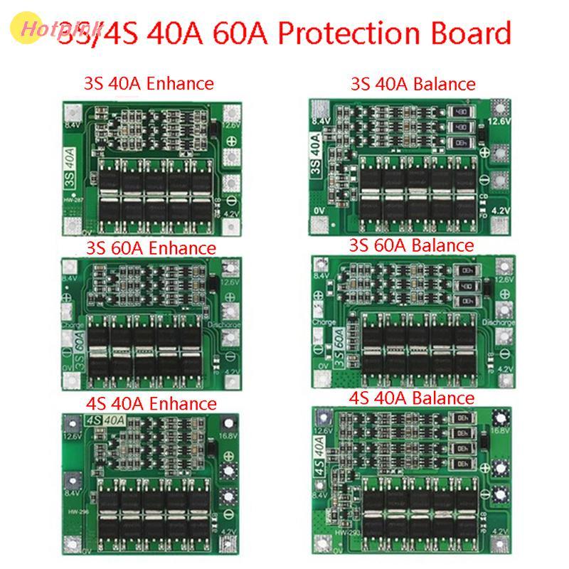 Hotpink 3S 4S 40A 60A Li-ion 18650 BMS สำหรับมอเตอร์เจาะ11.1V 12.6V/14.8V 16.8V เพิ่มความสมดุล