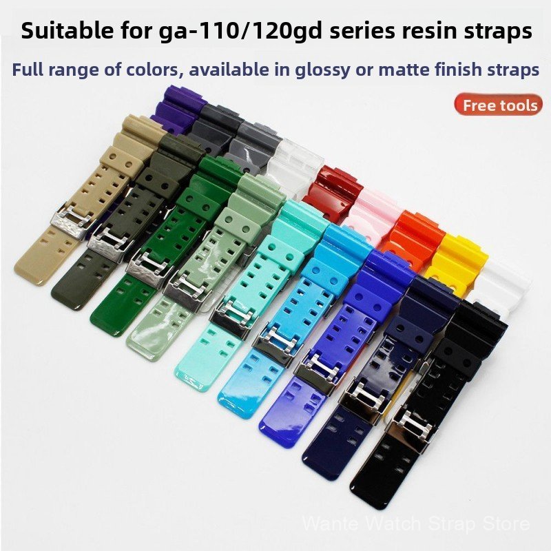 เปลี่ยนสายนาฬิกาเรซินเหมาะกับ GD110 GA110 GA120 GA100 GD110GB สีดําทองสีนุ่มทนทานเหงื่อกันน้ําน้ําหน