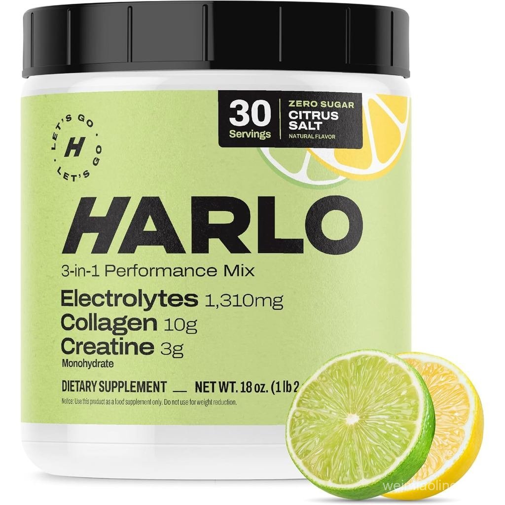 Harlo 3in1 Electrolytes Powder พร้อมคอลลาเจนและ Creatine – Hydration Muscle & Joint port | ได้รับการ