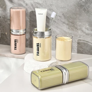กล่องใส่แปรงสีฟัน กล่องยาสีฟัน กล่องเก็บแปรงสีฟันแบบพกพา 3in1 ถ้วยน้ำยาบ้วนปากแยกได้ สำหรับเดินทาง