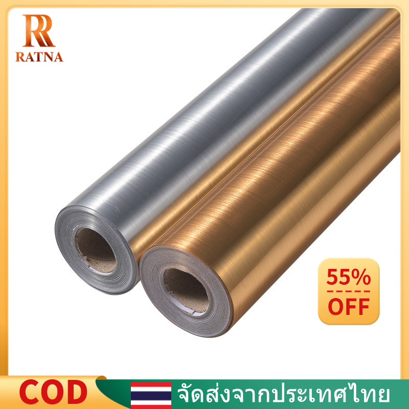 60x500CM สติกเกอร์ติดผนังห้องครัวแบบโลหะ กันน้ำ สแตนเลส สติกเกอร์ติดเอง ฟิล์มตกแต่งเฟอร์นิเจอร์ PVC