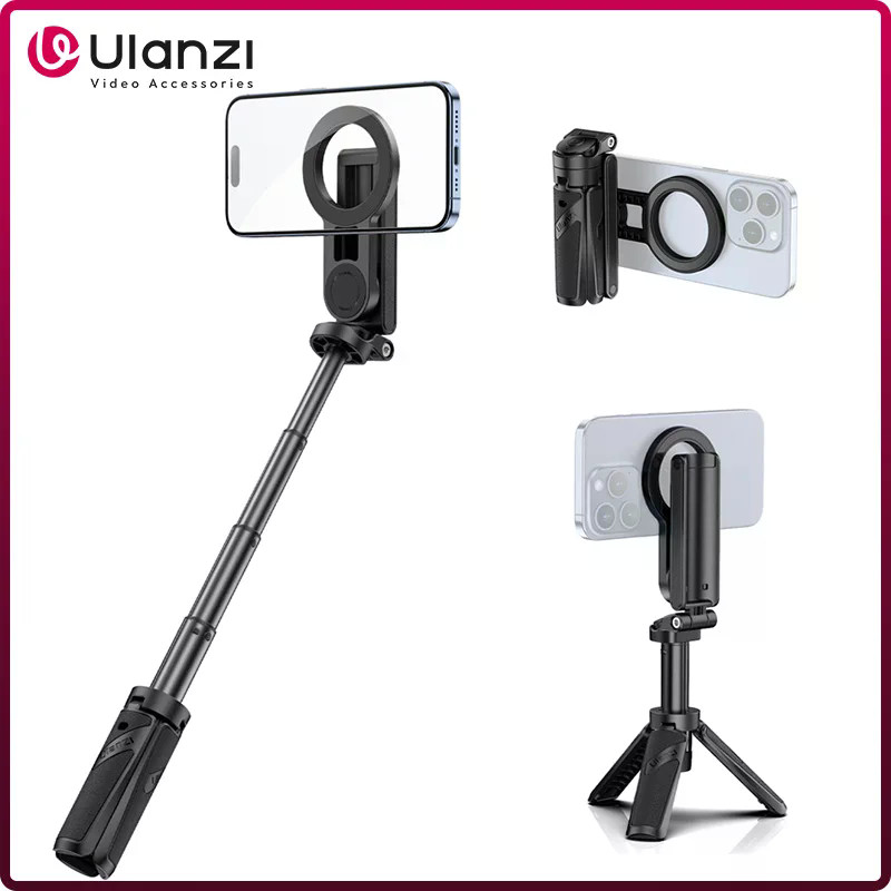 ULANZI JJ03 ขาตั้งกล้องโทรศัพท์แม่เหล็ก ไม้เซลฟี่ ขาตั้งตั้งโต๊ะ 360° การหมุน 225° รีโมทบลูทูธแบบเอียง Vlogging Livestream