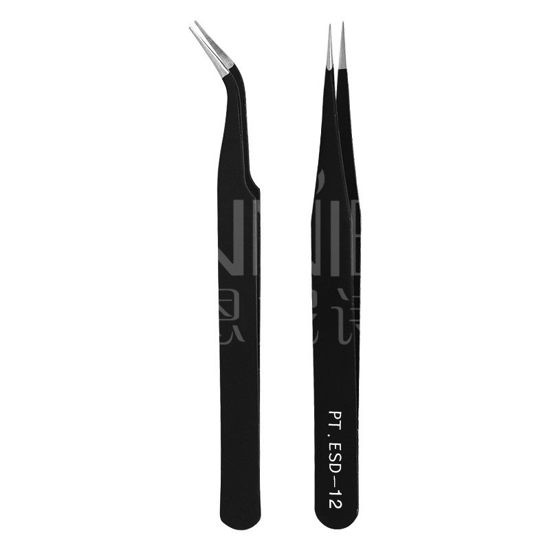 ANNIES แหนบดึงขนตาแบบสแตนเลส ปลายตรงแม่นยํา [Anti-Static] - เครื่องมือต่อเล็บ profesional