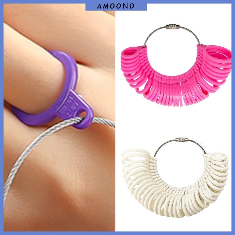 AMOOND Retro แหวน Sizer เครื่องมือสําหรับการวัดนิ้วมือที่แม่นยํา 5 สีพลาสติกก่อสร้างขนาดกะทัดรัดเครื่องประดับวัด Aid