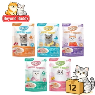 ( ยกโหล 12 ซอง ) Moochie สูตร Complete & Balance มูชี่ เปียกแมว ผลิตทูน่าเนื้อขาว มี Postbiotic70g.