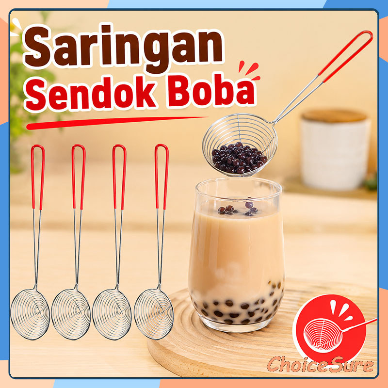 Boba Spoon Filter / Pearl Bubble Topping Grass Jelly Spoon / Mini Stainless Steel Shabu Grass Jelly 