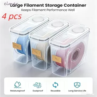 ELMER 4 ชิ้น 3D การพิมพ์กล่องเก็บเส้นใย,กันฝุ่นโปร่งใส 3D การพิมพ์เส้นใยคอนเทนเนอร์,แบบพกพา Airtight Moisture Proof Filament แห้งกล่องปิดผนึก
