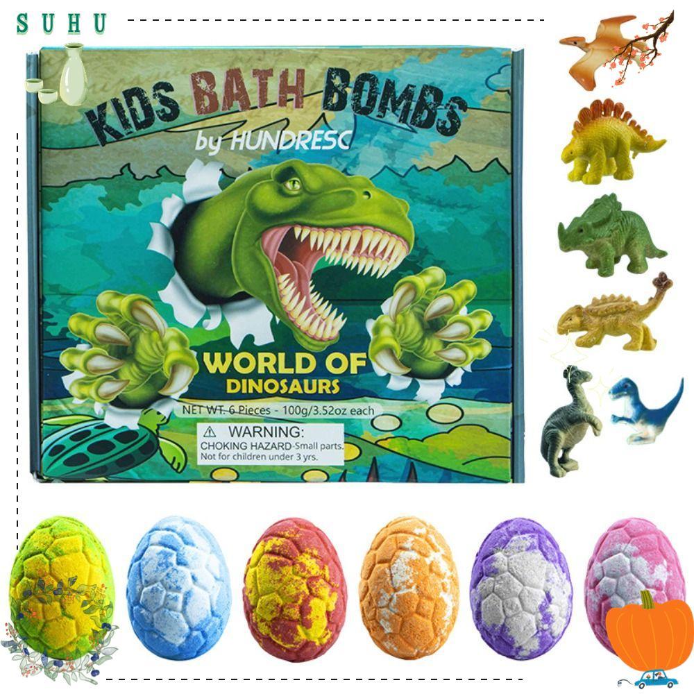 SUHU 6-Pack Bath Bombs with ,สีเปลี่ยนสปา Soothing Bath Bomb ของเล่น, ไดโนเสาร์พร้อมของเล่นเด็ก Bath Bombs เวลาฤดูร้อน