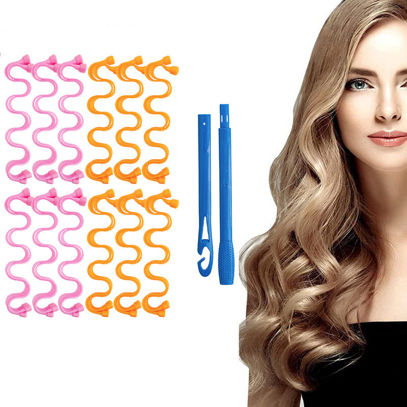 50 ซม. 12 ชิ้น, Magic Water Wavy Heatless Curling Roller, Fluffy Hair Curler สร้างจัดแต่งทรงผมขด