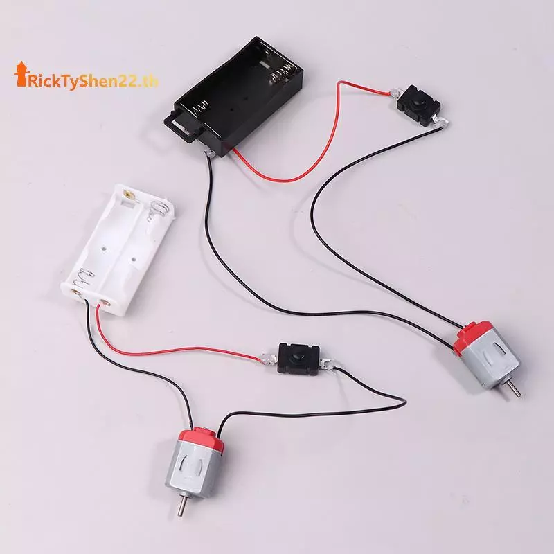 RickTyShen สีขาว 130 ชุดมอเตอร์ 2xAA แบตเตอรี่กรณีและสวิทช์ 16500 RPM Mini DIY อิเล็กทรอนิกส์มอเตอร์วงจรรุ่นชุด TH