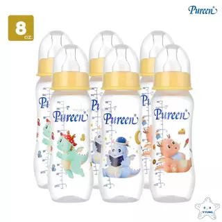 Pureen ขวดนมคอแคบ ทรงโค้ง 4oz. 8oz. แพ็ค 6 ขวด ลายลายมังกรน้อย YYUNG Kiddie Shop
