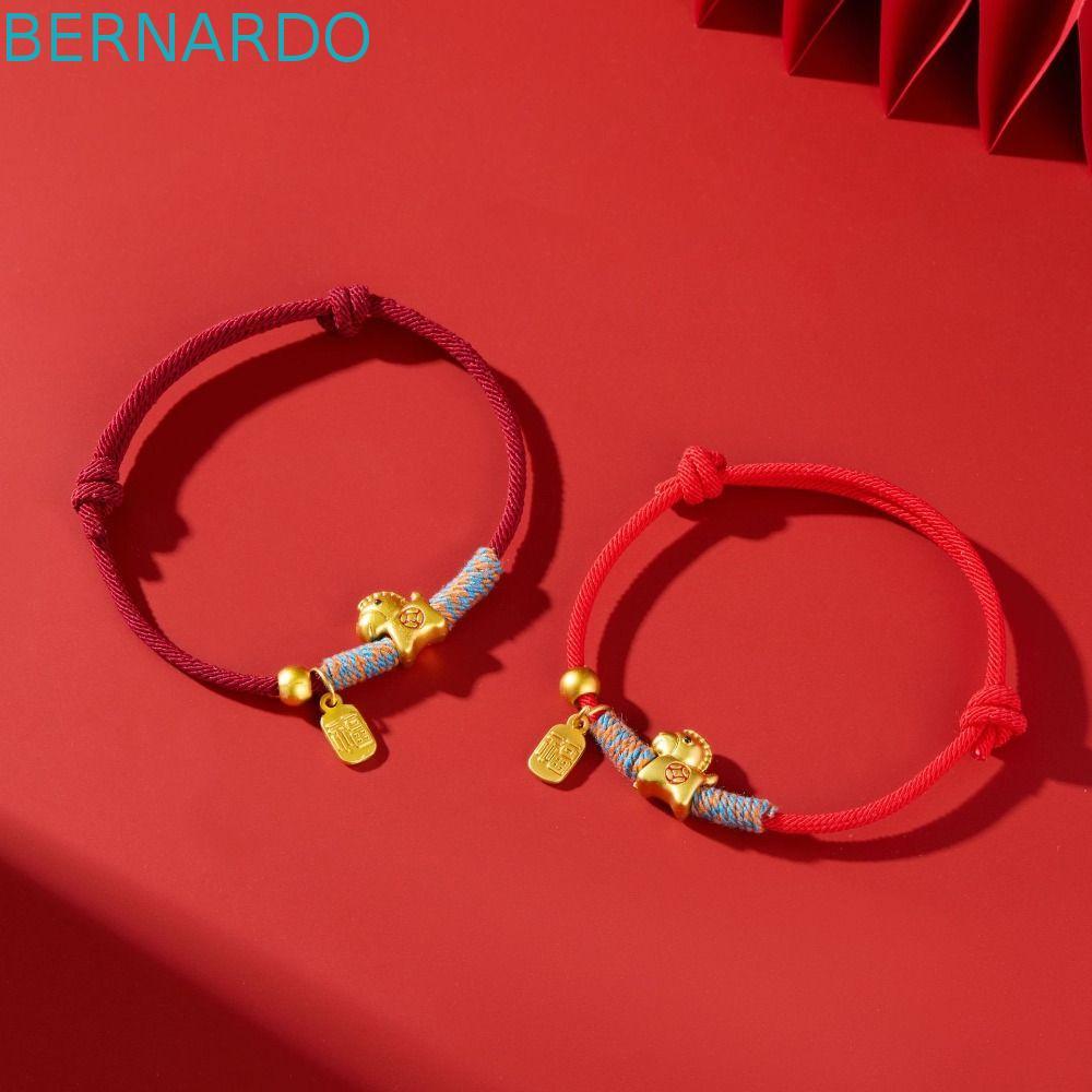 BERNARDO Lucky Pony เชือกสีแดง, สร้อยข้อมือปีม้าทองสไตล์จีน, อุปกรณ์เครื่องประดับบุคลิกภาพปีใหม่เชือกมือ Zodiac Horse Fortune สร้อยข้อมือ Lunar ปีฉลอง