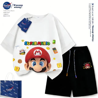 【จัดส่งไทย】2ชิ้น TMเซ็ตชุดเด็ก NASAลายมาริโอ้ เสื้อ+กางเกง ชุดสองชิ้น ชุดผ้าฝ้ายเด็ก ชุดมาริโอ เสื้อผ้าเด็กชาย ชุดก#2