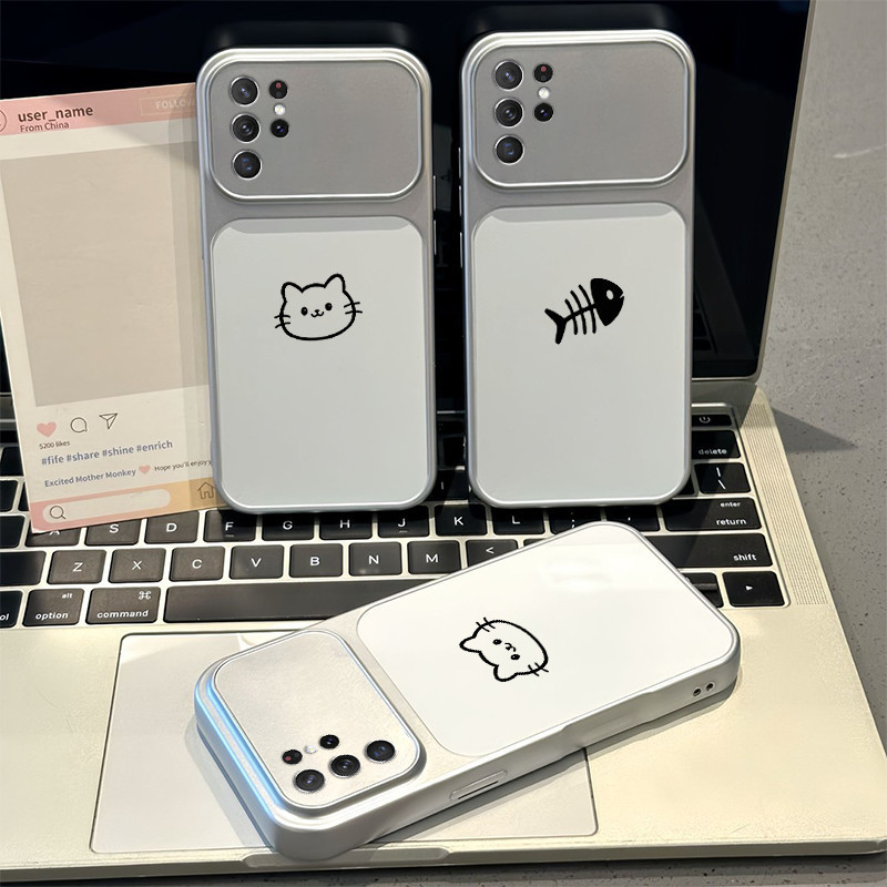 PBZZ สําหรับ samsung s25 s26 ultra S25 S26 plus s25 FE s26 ultra 5g เคสโทรศัพท์ความวิตกกังวล Softcase กันกระแทกใหม่ออกแบบความงามคนรักแมวน่ารักสําหรับสาว DSCYGT3