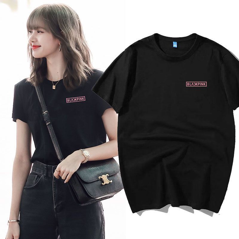 Youth Have You 2lisa สไตล์เดียวกัน BLACKPINK Jin Zhini หลวมแขนสั้นเสื้อยืดแฟนหญิงสนับสนุนเสื้อผ้าอิน