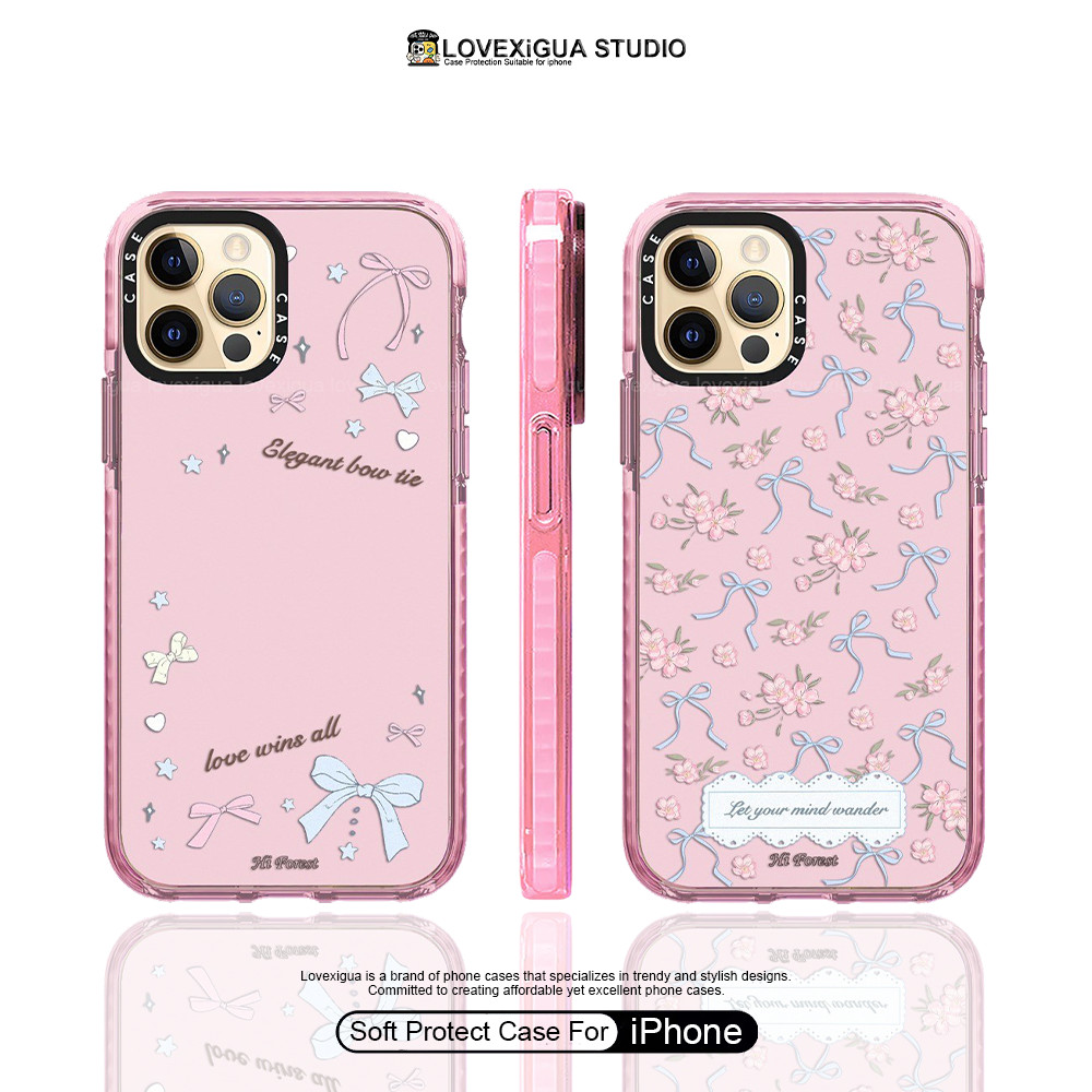 น่ารักโบว์ดอกไม้สีชมพูเคสโทรศัพท์สําหรับiPhone 17Pro Max 17 Air 16 Plus 15 14 13 12 11 Pro Maxปลอกกันกระแทกป้องกันปกอ่อน