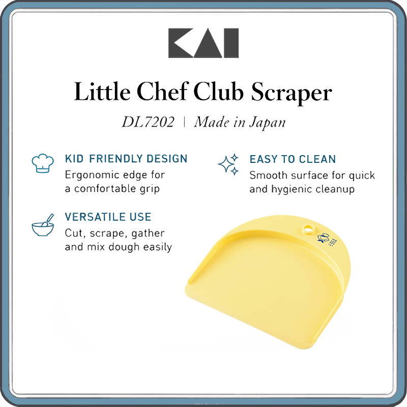KAI Little Chef Club DL7202 Dough Scraper | Japanese Kids Baking Tool for Bread, Pastry & Cookie Dou