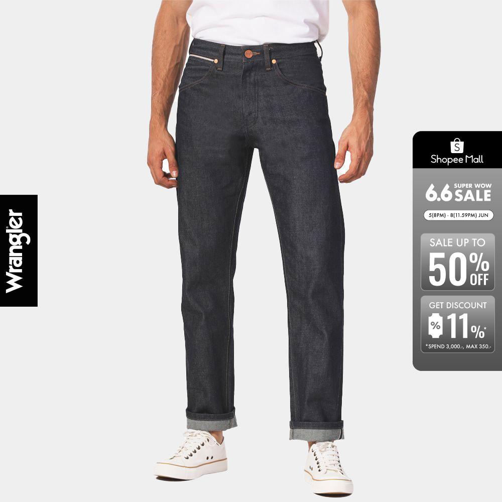 WRANGLER กางเกงยีนส์ (ริมแดง) ผู้ชาย คอลเลคชั่น Legend Of Wrangler เอวกลาง ทรงกระบอก ทรง MWZ รุ่น WR S124MMWZN27 สียีนส์