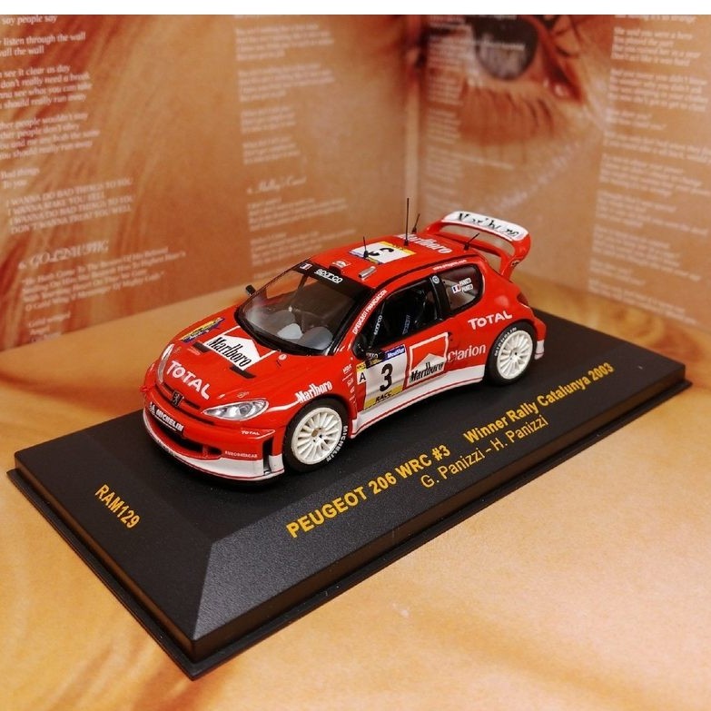 Marlboro IXO Peugeot 206 WRC World Rally Championship 2003 Catalonia Station แชมเปี้ยนสเปน 1/43. IXO
