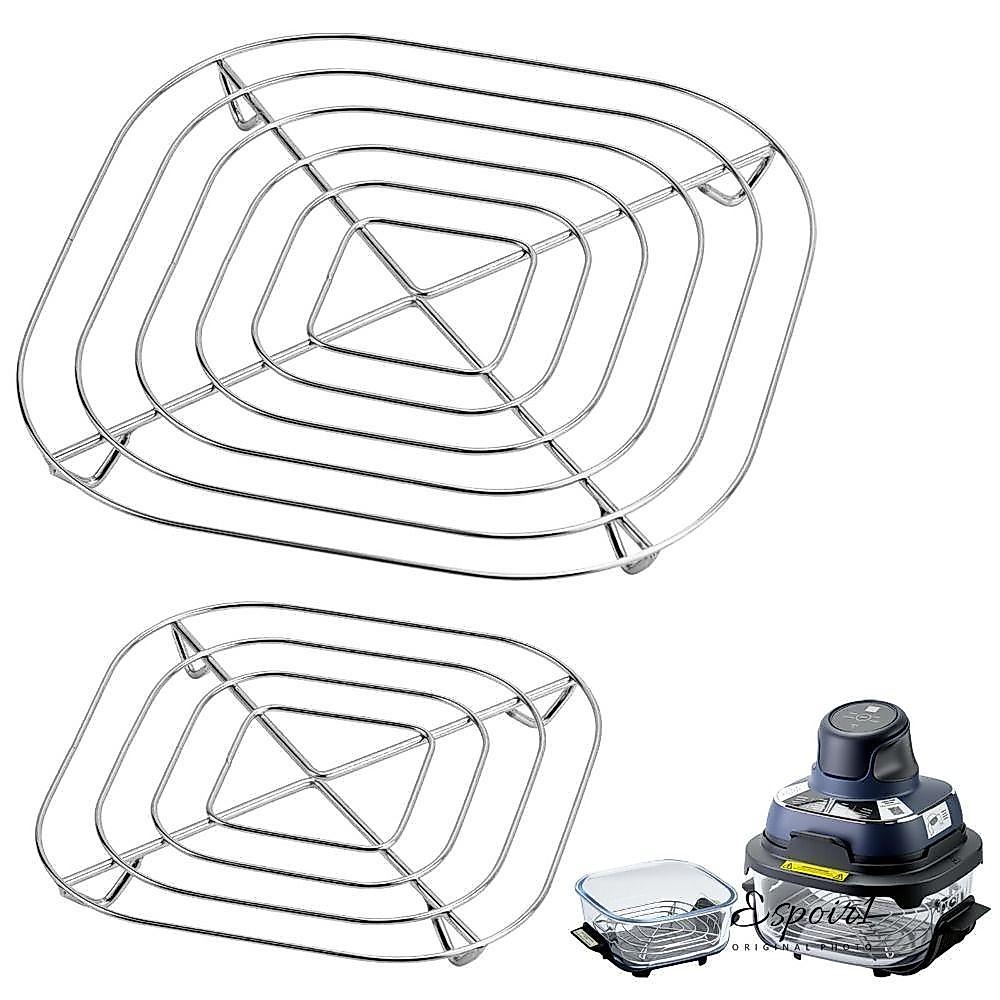 ESPOIR1 Air Fryer อุปกรณ์เสริม, SUS304 ชั้นวางสแตนเลสปลอดสารพิษ, Professional ทําความสะอาดง่ายทนทานแบบบูรณาการทําอาหาร Rack สําหรับ Ninja Crispi FN101/AS101 ครัว
