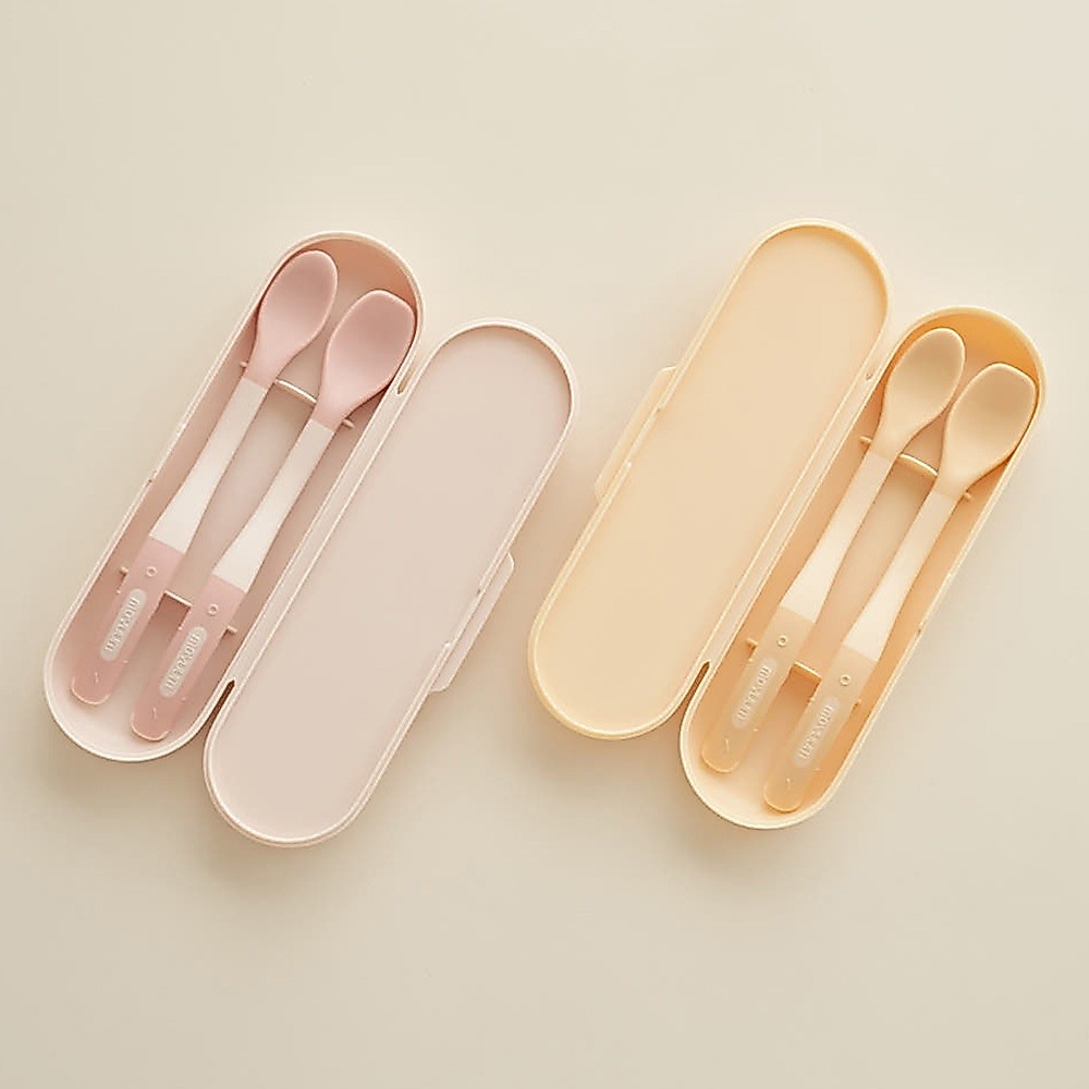 [Moyuum] ช้อนป้อนอาหารเด็ก 2P & Case Set ช้อนหย่านมสําหรับทารก อุปกรณ์ป้อนอาหารสําหรับทารก Made in K
