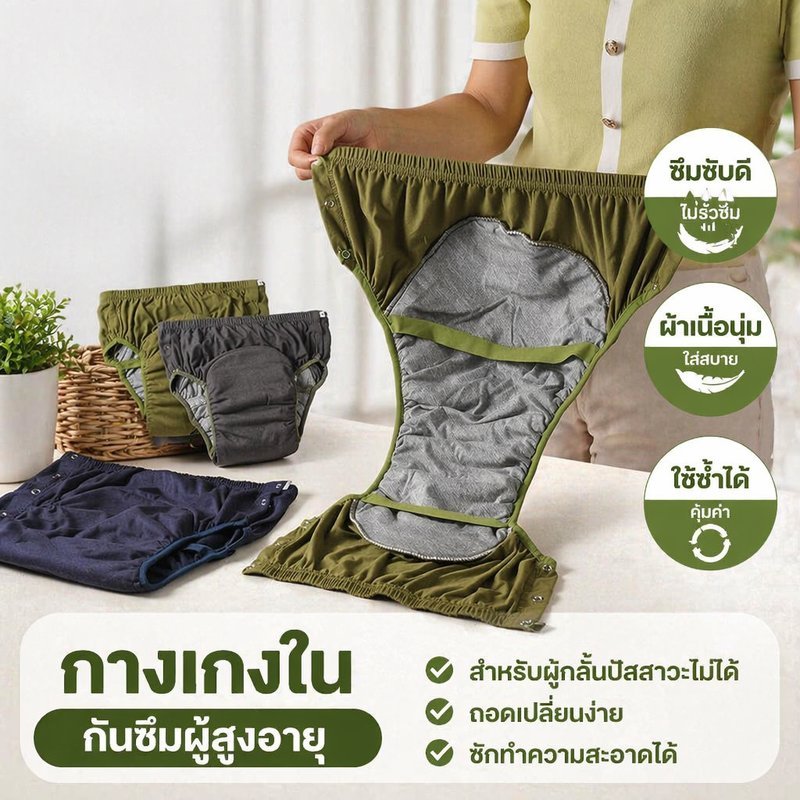 COD กางเกงในกันซึม ผู้สูงอายุ ซับปัสสาวะ กันรั่ว ซักได้ ใช้ซ้ำ เปิดข้าง ตีนตุ๊กแก กลางคืน
