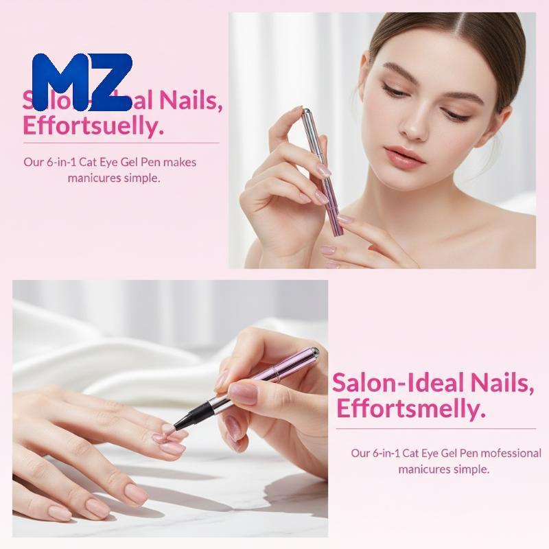 [MZ] ปากกาเจลเล็บแม่เหล็ก 6 In 1 Cat Eye Shimmer ติดทนนานเหมาะสําหรับผู้ที่ชื่นชอบเล็บใดๆ