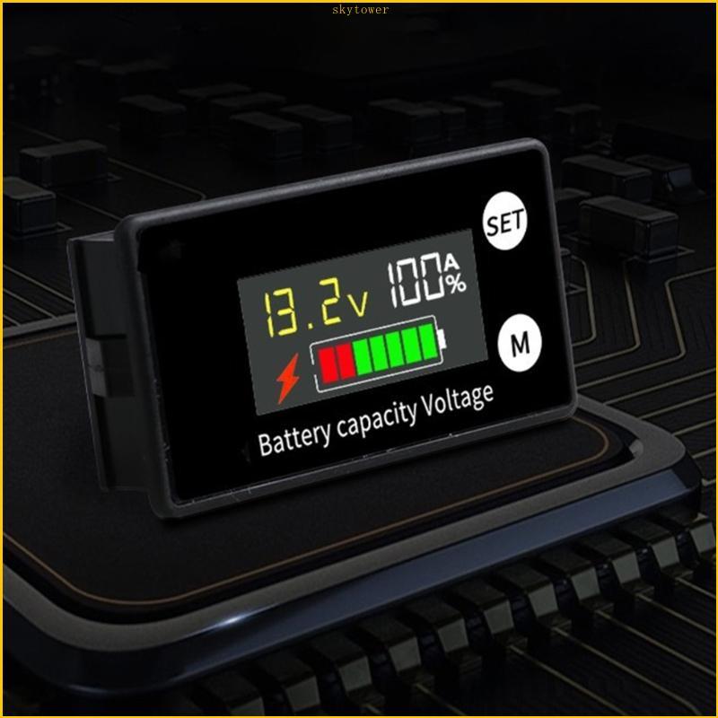 ST DC8-100V ไฟแสดงสถานะความจุ LED รถยนต์รถจักรยานยนต์โวลต์มิเตอร์ไฟฟ้า