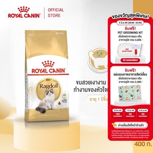 Royal Canin Ragdoll Adult 400g อาหารเม็ดแมวโต พันธุ์แร็กดอลล์ อายุ 1 ปีขึ้นไป (Dry Cat Food, โรยัล คานิน)