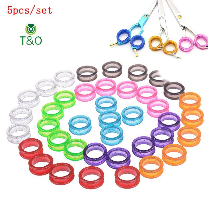 T&O 5 ชิ้น/เซ็ตซิลิกาเจลผมกรรไกรแหวนตัดตัดผมวงกลมกรรไกร Hairdressing
