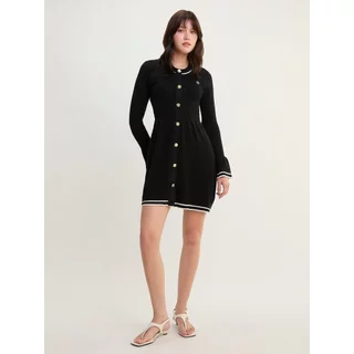 [Pomelo] เดรสสั้นผ้าถัก / Contrast Trim Knit Mini Dress