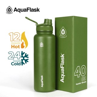 AquaFlask (40oz) Wide Mouth with Spout Lid Vacuum Insulated StainlessSteel Drinking Water Aqua Flask