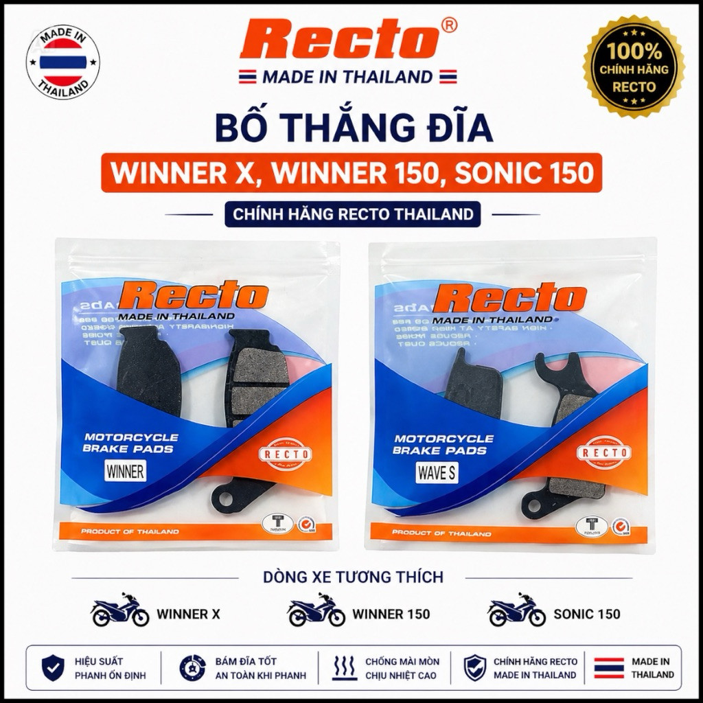 Winner X Disc Brake,Winner 150,Winner V1,2,3 Sonic 150 ของแท้ Recto Thailand